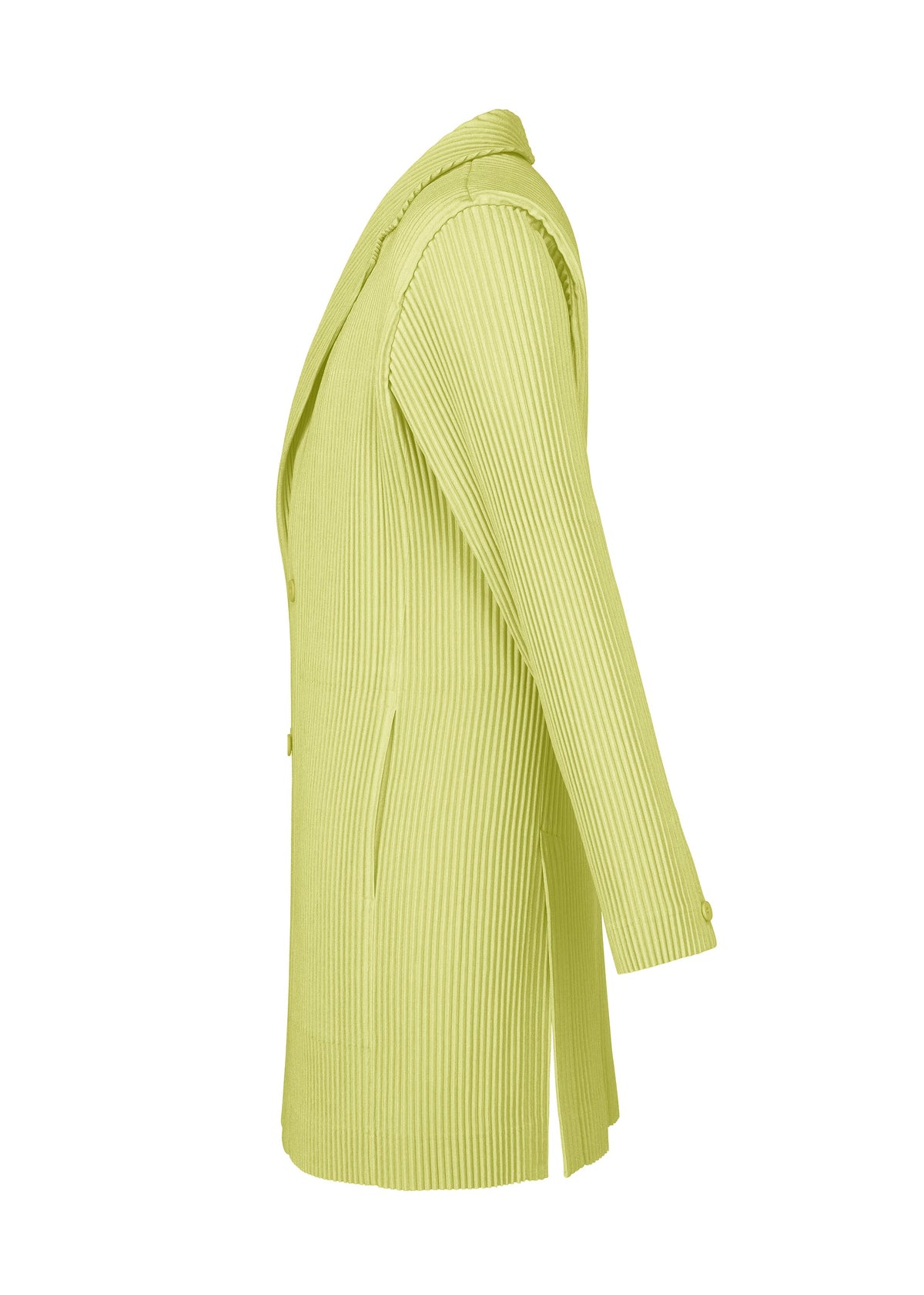 A detail shot of the HOMME PLISSÉ ISSEY MIYAKE LINEN LIKE jacket.