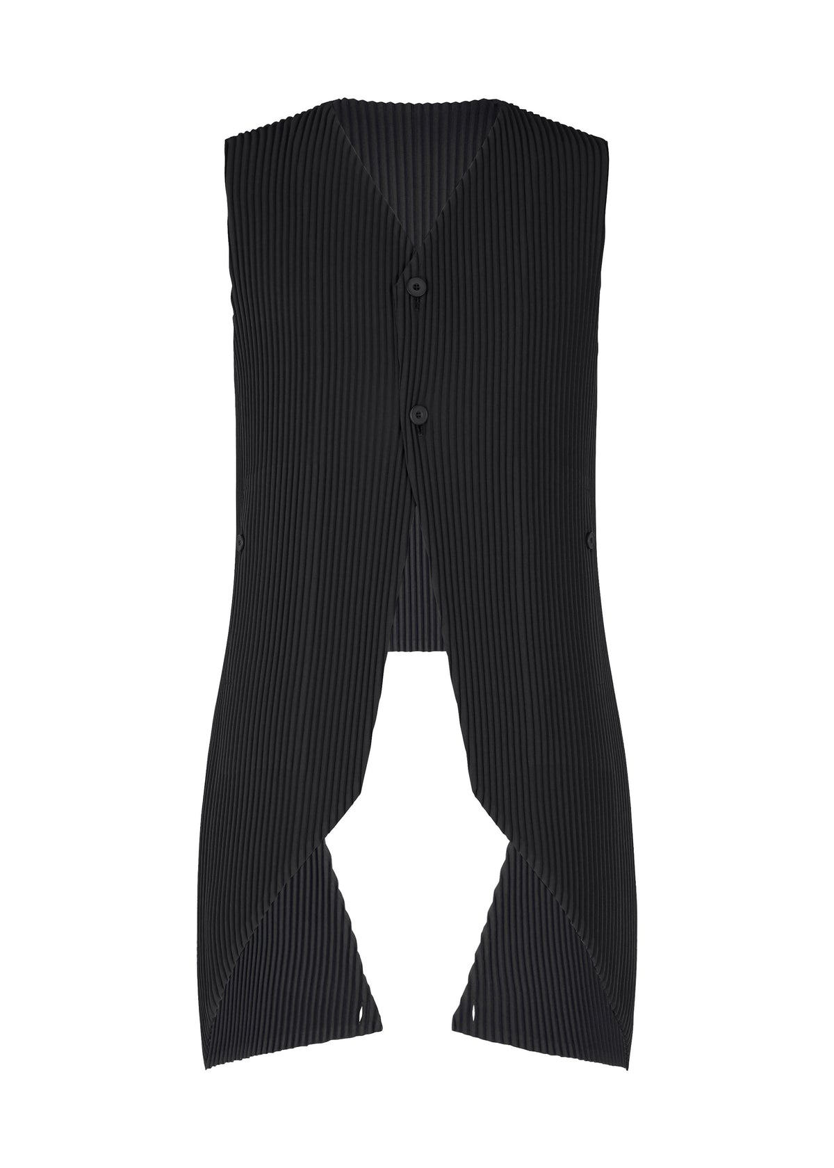 A product shot of the HOMME PLISSÉ ISSEY MIYAKE TUXEDO PLEATS vest in black (15).