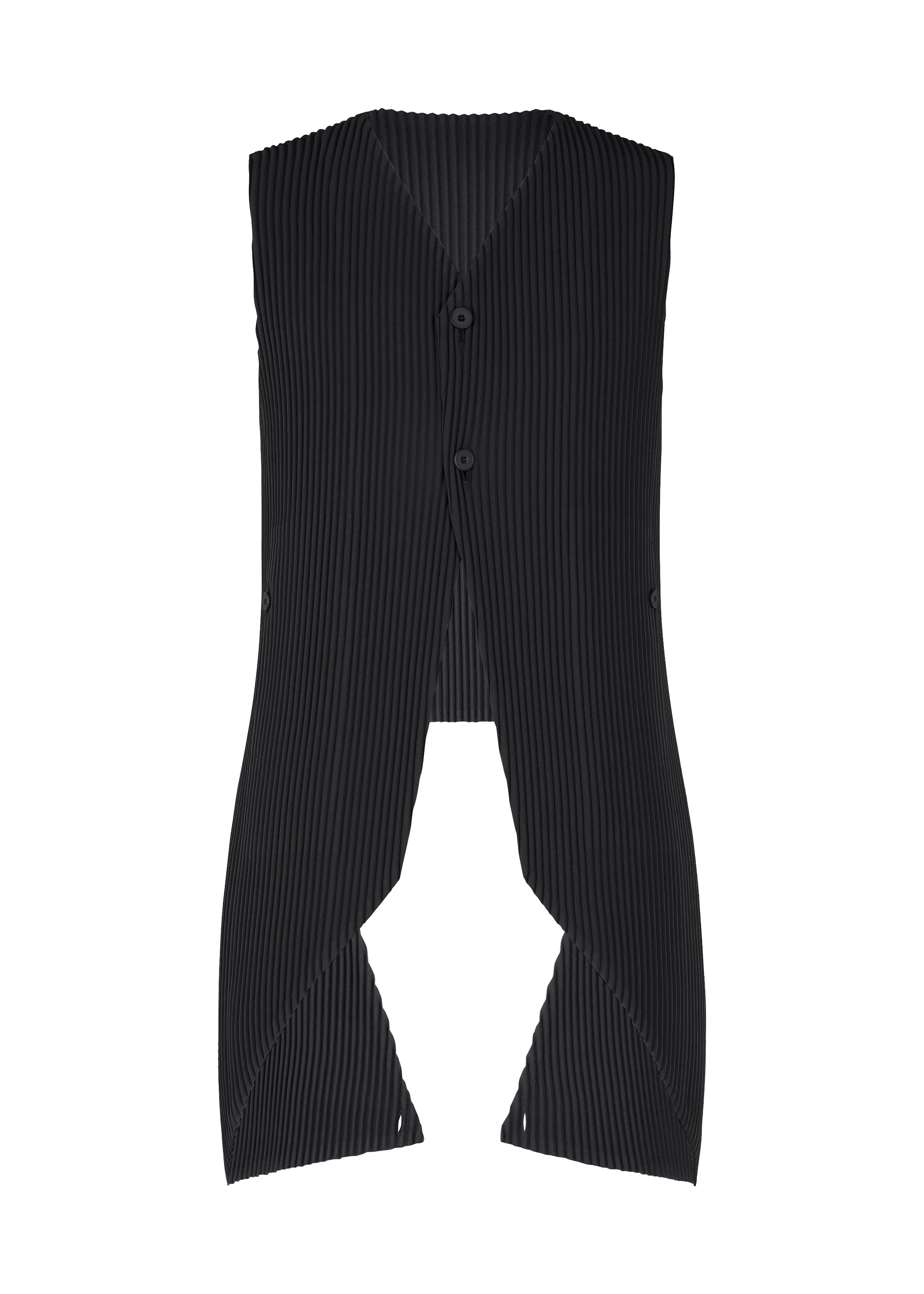 A product shot of the HOMME PLISSÉ ISSEY MIYAKE TUXEDO PLEATS vest in black (15).
