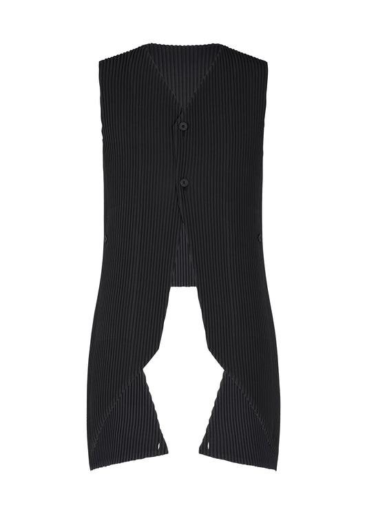 A product shot of the HOMME PLISSÉ ISSEY MIYAKE TUXEDO PLEATS vest in black (15).