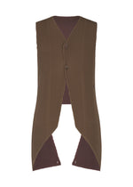 A product shot of the HOMME PLISSÉ ISSEY MIYAKE TUXEDO PLEATS vest in brown (44).