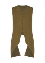 A product shot of the HOMME PLISSÉ ISSEY MIYAKE TUXEDO PLEATS vest in khaki (65).
