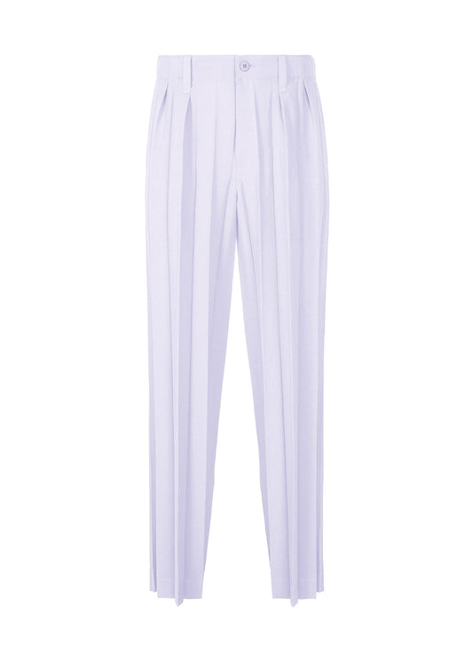 A product shot of the HOMME PLISSÉ ISSEY MIYAKE EDGE ENSEMBLE trousers in white blue (07).