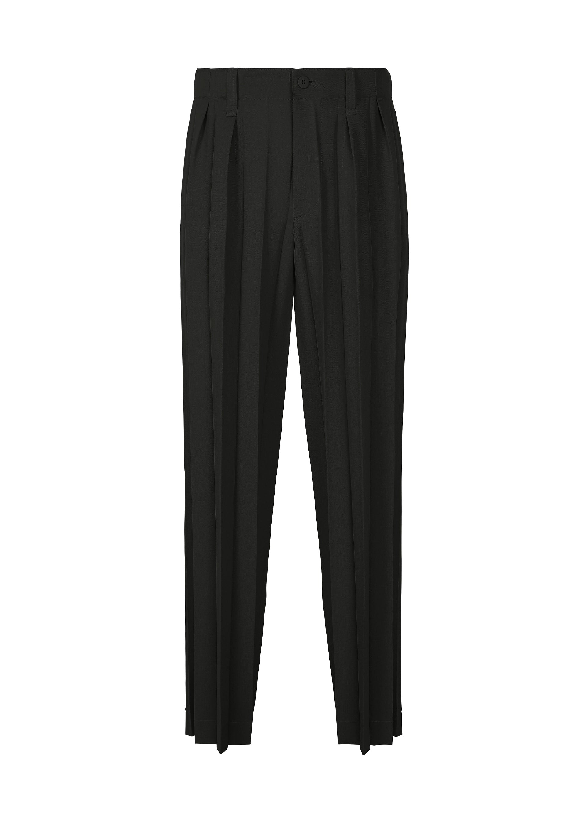 A product shot of the HOMME PLISSÉ ISSEY MIYAKE EDGE ENSEMBLE trousers in black (15).