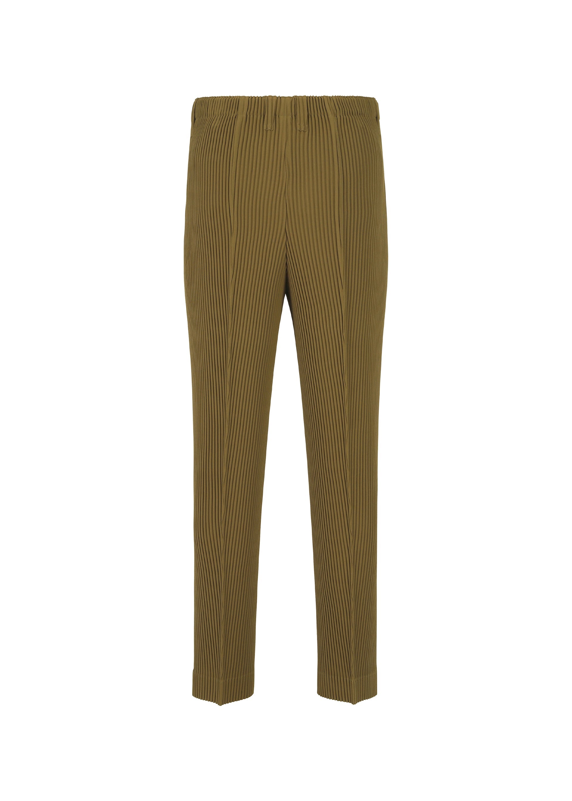 A detail shot of the HOMME PLISSÉ ISSEY MIYAKE TUXEDO PLEATS trousers.