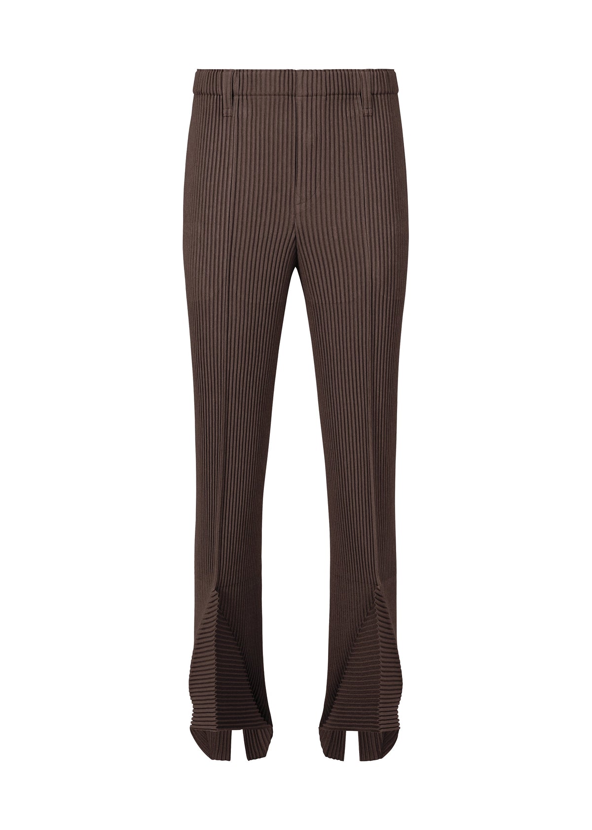 A product shot of the HOMME PLISSÉ ISSEY MIYAKE LINEN LIKE trousers in brown (44).