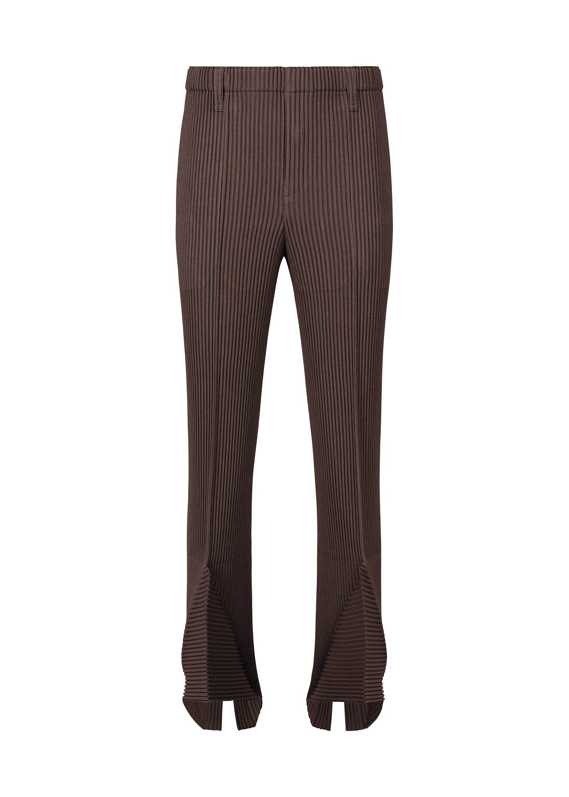 A product shot of the HOMME PLISSÉ ISSEY MIYAKE LINEN LIKE trousers in brown (44).