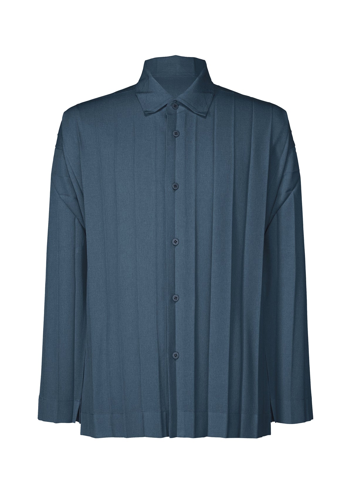 A product shot of the HOMME PLISSÉ ISSEY MIYAKE EDGE ENSEMBLE shirt in navy (75).