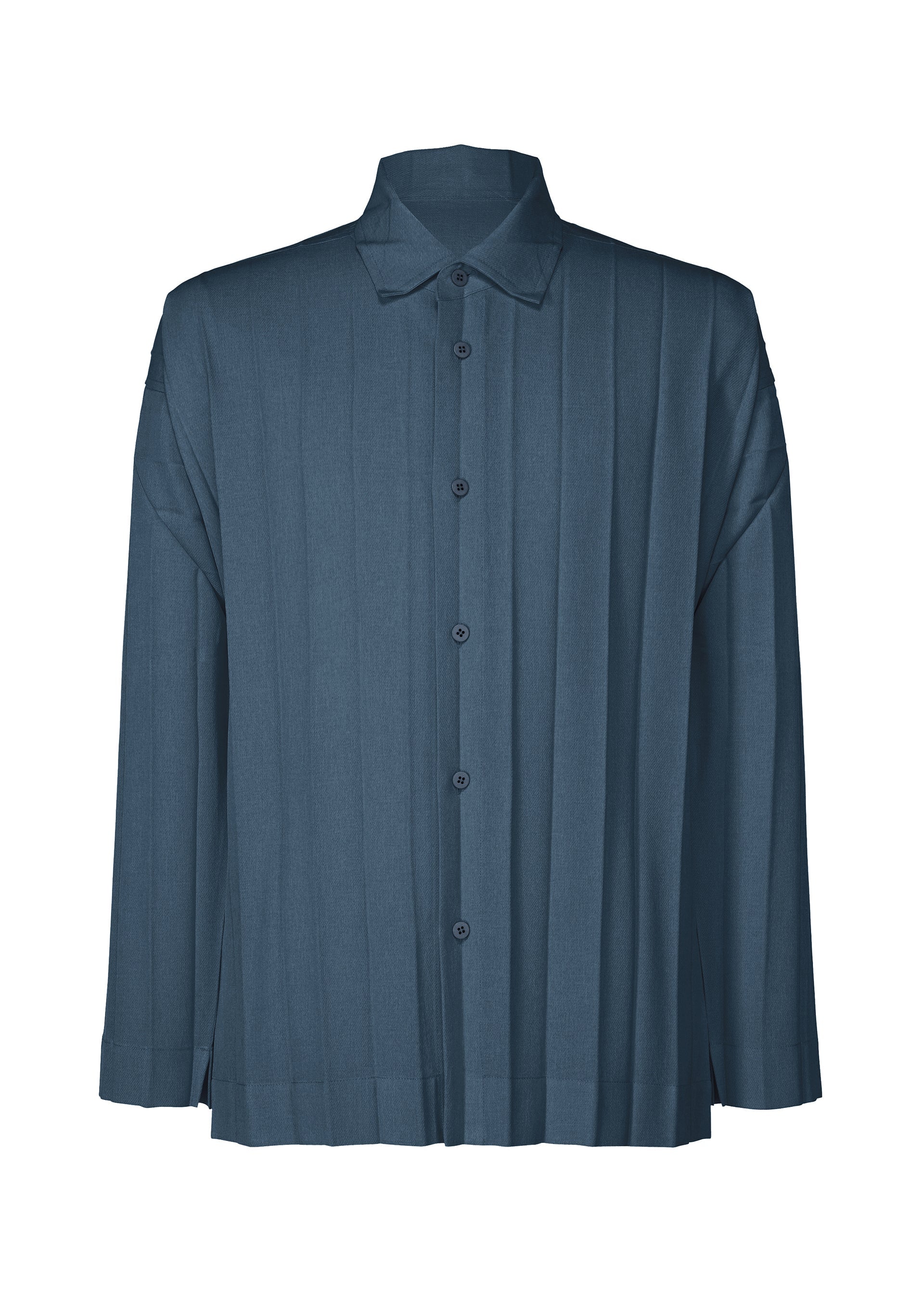 A product shot of the HOMME PLISSÉ ISSEY MIYAKE EDGE ENSEMBLE shirt in navy (75).