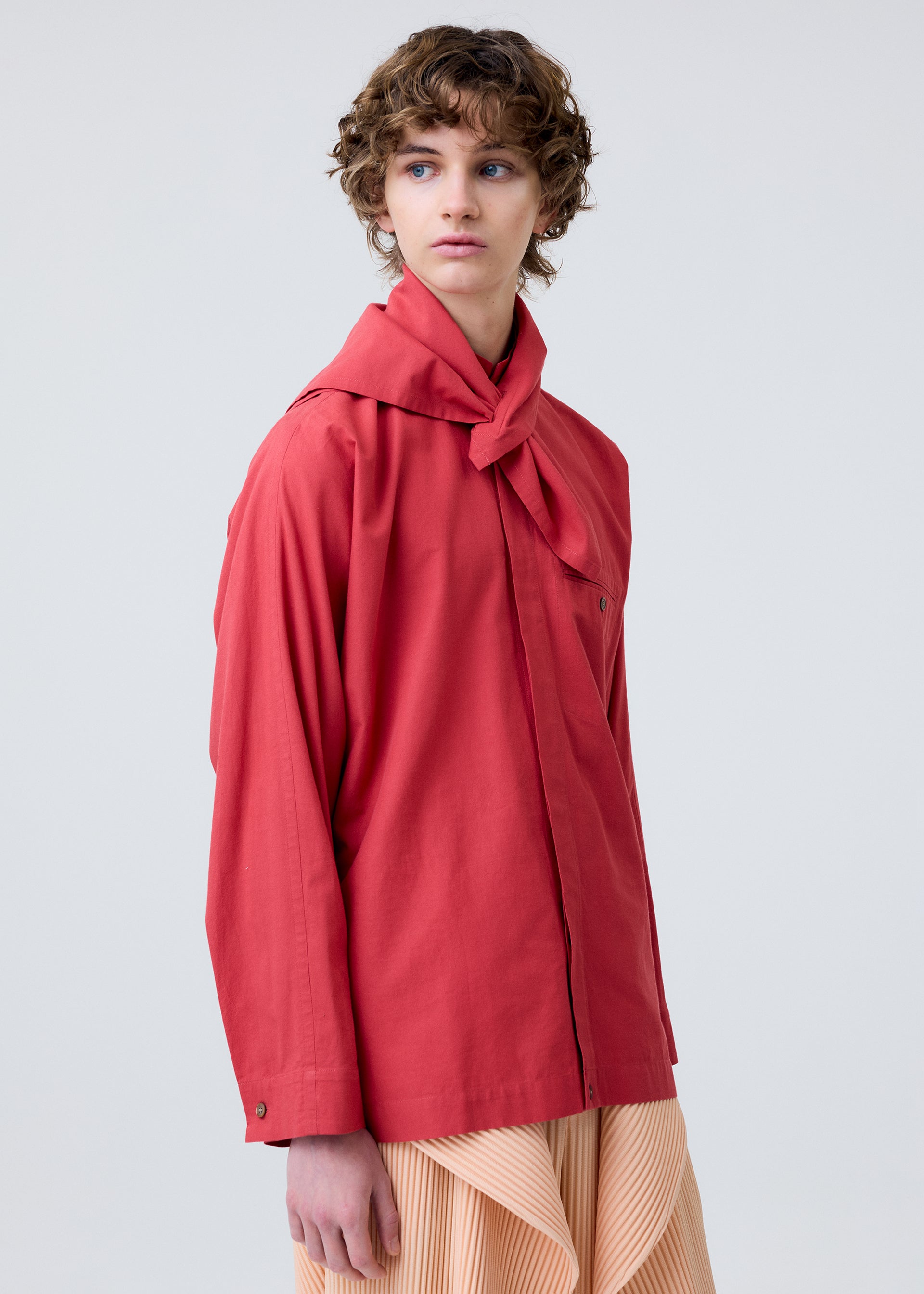 STREAMLINE SHIRT Scarf-like Neckline Shirt White Green – The
