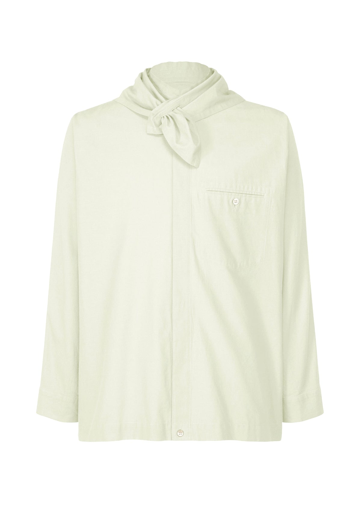 A product shot of the HOMME PLISSÉ ISSEY MIYAKE STREAMLINE SHIRT clothing in white green (06).
