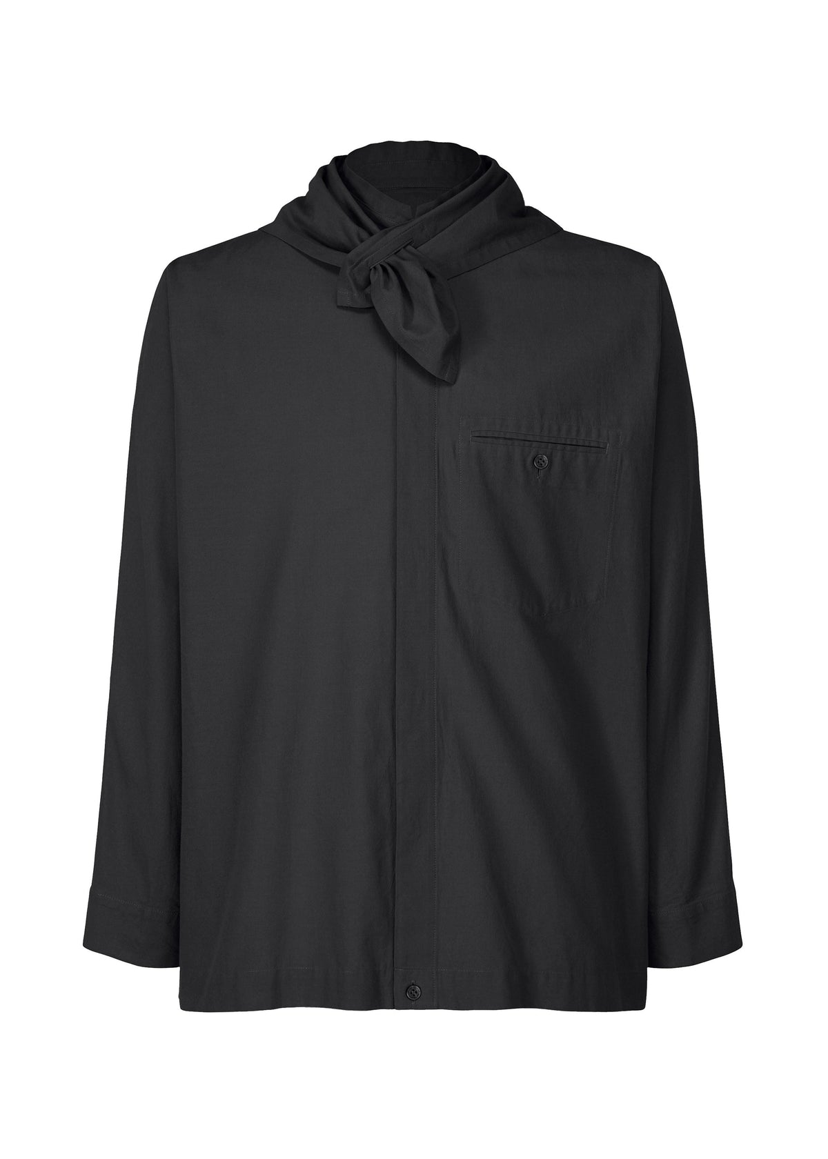 Stream Line Clothes STREAMLINE SHIRT Scarf-like Neckline Shirt Black – The official ISSEY ...