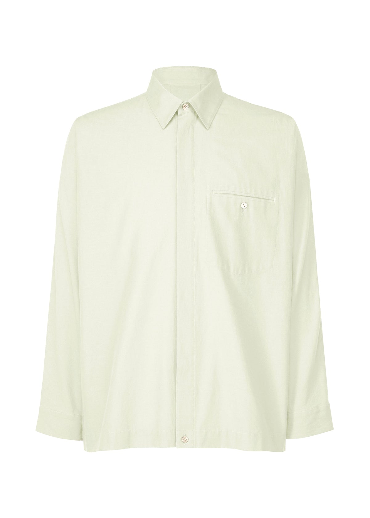 A product shot of the HOMME PLISSÉ ISSEY MIYAKE STREAMLINE SHIRT clothing in white green (06).