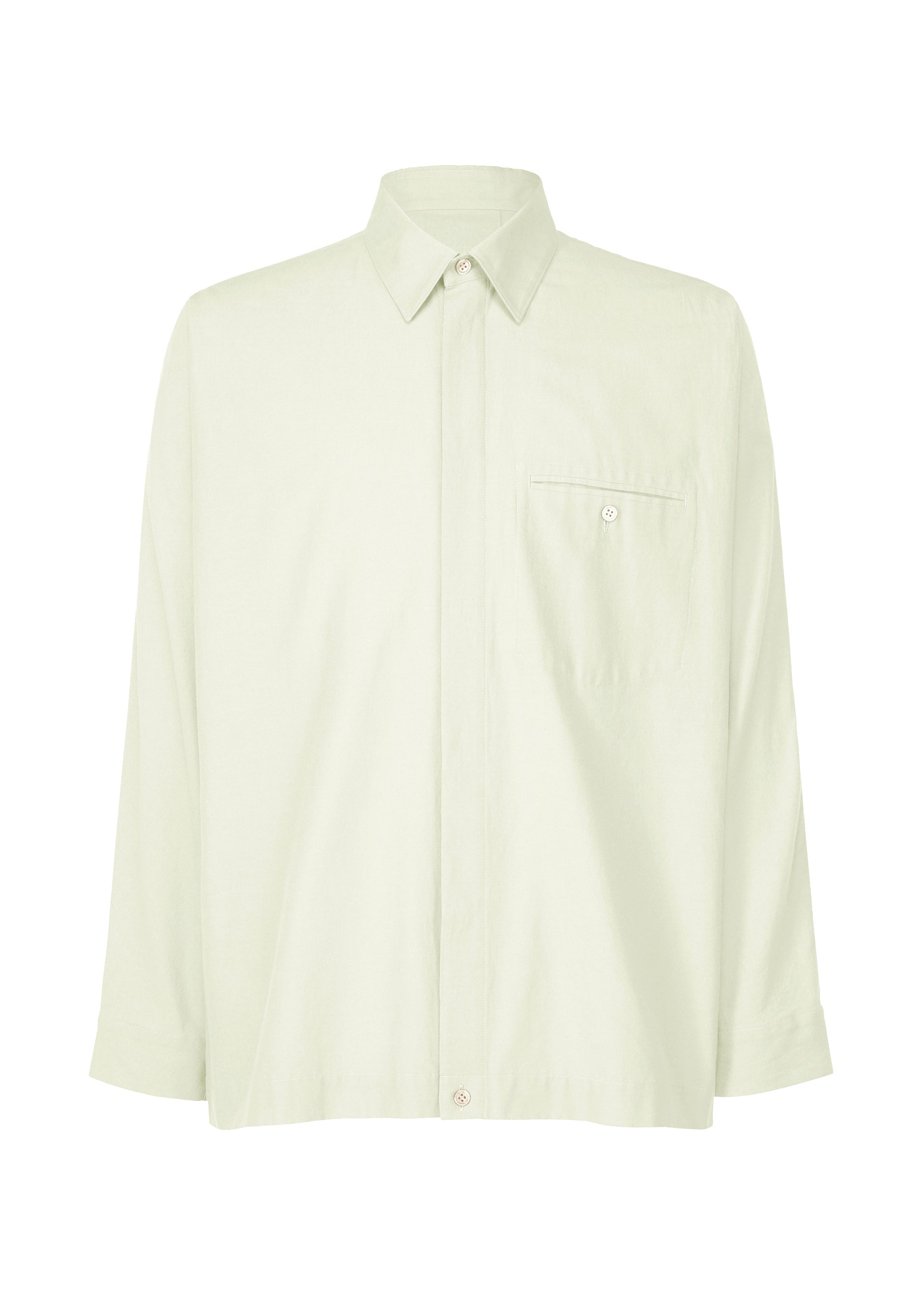 A product shot of the HOMME PLISSÉ ISSEY MIYAKE STREAMLINE SHIRT clothing in white green (06).