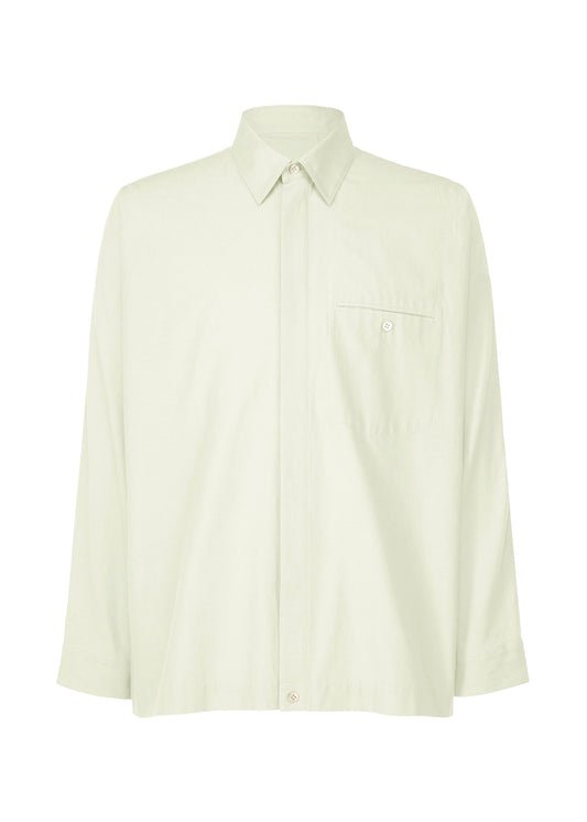 A product shot of the HOMME PLISSÉ ISSEY MIYAKE STREAMLINE SHIRT clothing in white green (06).