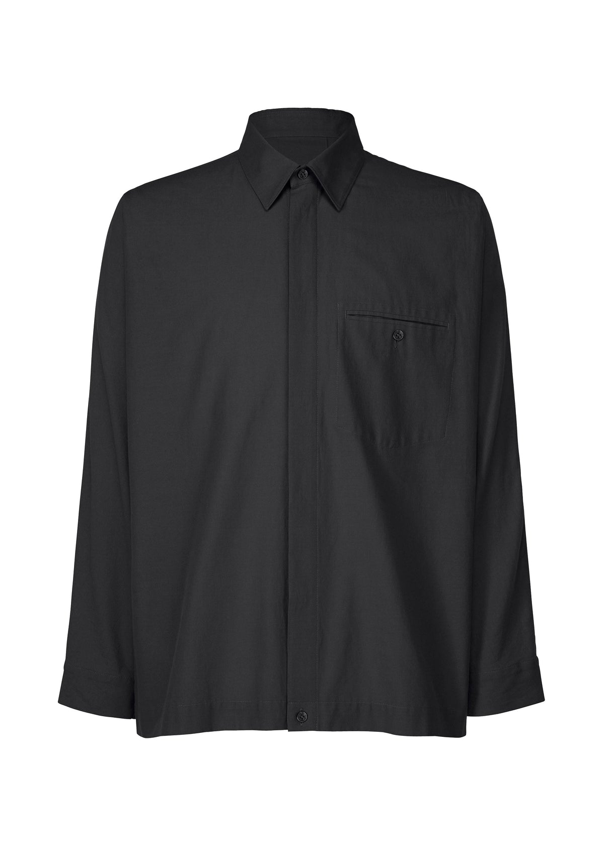 A product shot of the HOMME PLISSÉ ISSEY MIYAKE STREAMLINE SHIRT clothing in black (15).