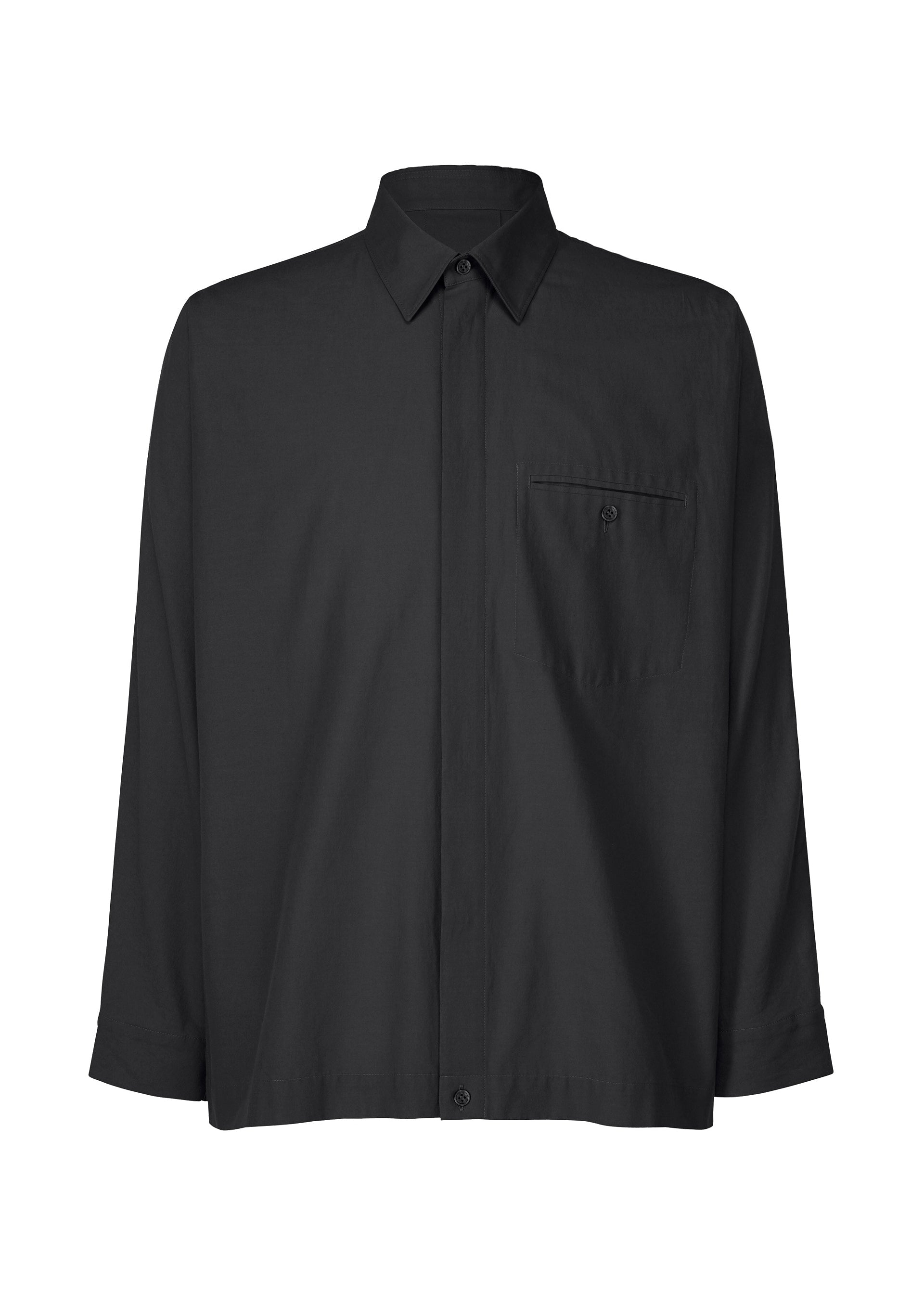 A product shot of the HOMME PLISSÉ ISSEY MIYAKE STREAMLINE SHIRT clothing in black (15).