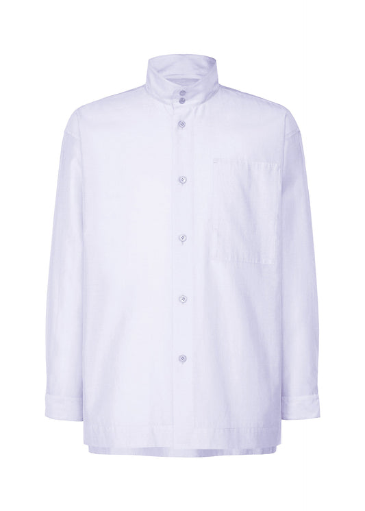 A product shot of the HOMME PLISSÉ ISSEY MIYAKE CRYSTALLINE WOOL BLEND shirt in white blue (07).