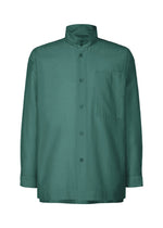 A product shot of the HOMME PLISSÉ ISSEY MIYAKE CRYSTALLINE WOOL BLEND shirt in green (62).