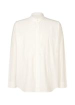 A product shot of the HOMME PLISSÉ ISSEY MIYAKE EMBROIDERY PRESS SHIRT shirt in white (01).