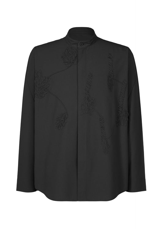 A product shot of the HOMME PLISSÉ ISSEY MIYAKE EMBROIDERY PRESS SHIRT shirt in black (15).