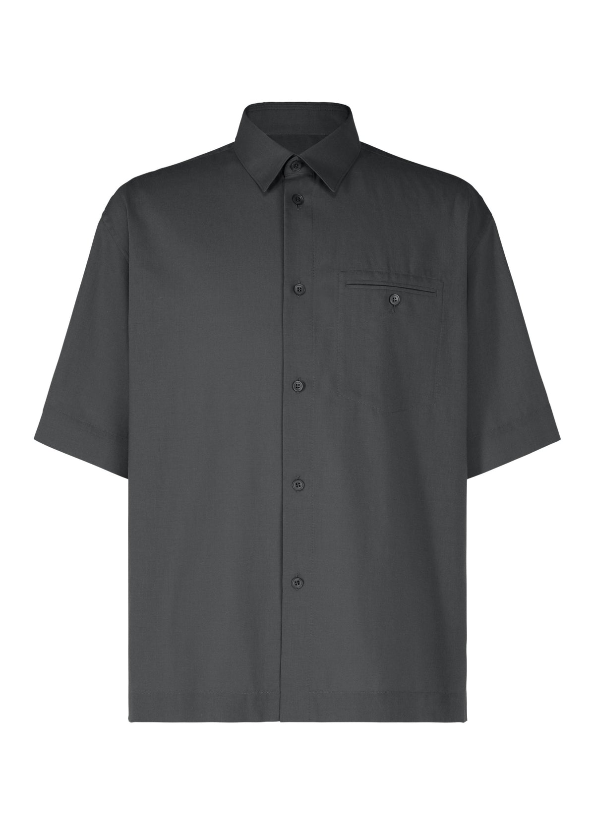 A product shot of the HOMME PLISSÉ ISSEY MIYAKE PL RAMIE SHIRT shirt in charcoal (14).
