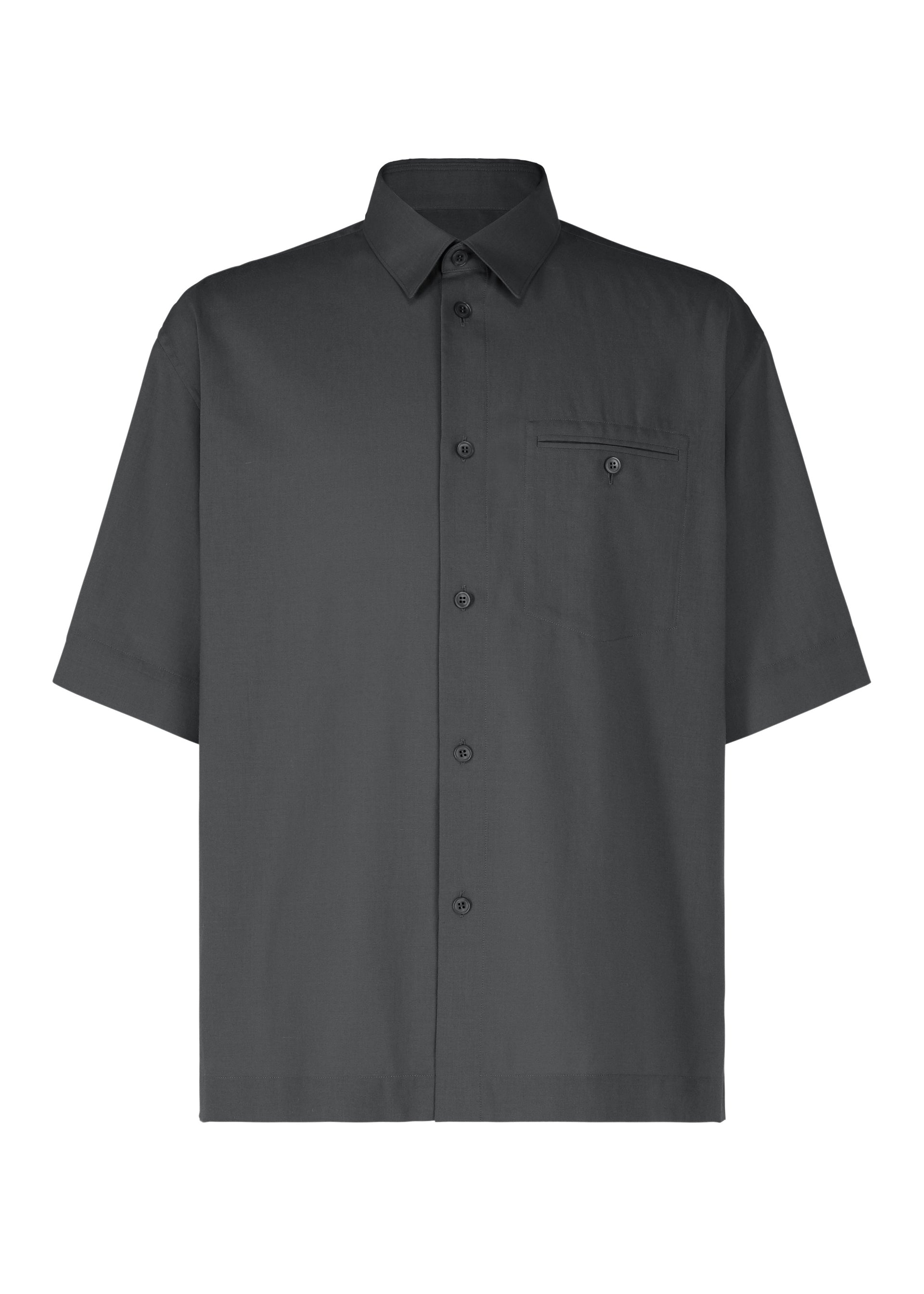 A product shot of the HOMME PLISSÉ ISSEY MIYAKE PL RAMIE SHIRT shirt in charcoal (14).