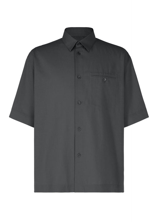 A product shot of the HOMME PLISSÉ ISSEY MIYAKE PL RAMIE SHIRT shirt in charcoal (14).