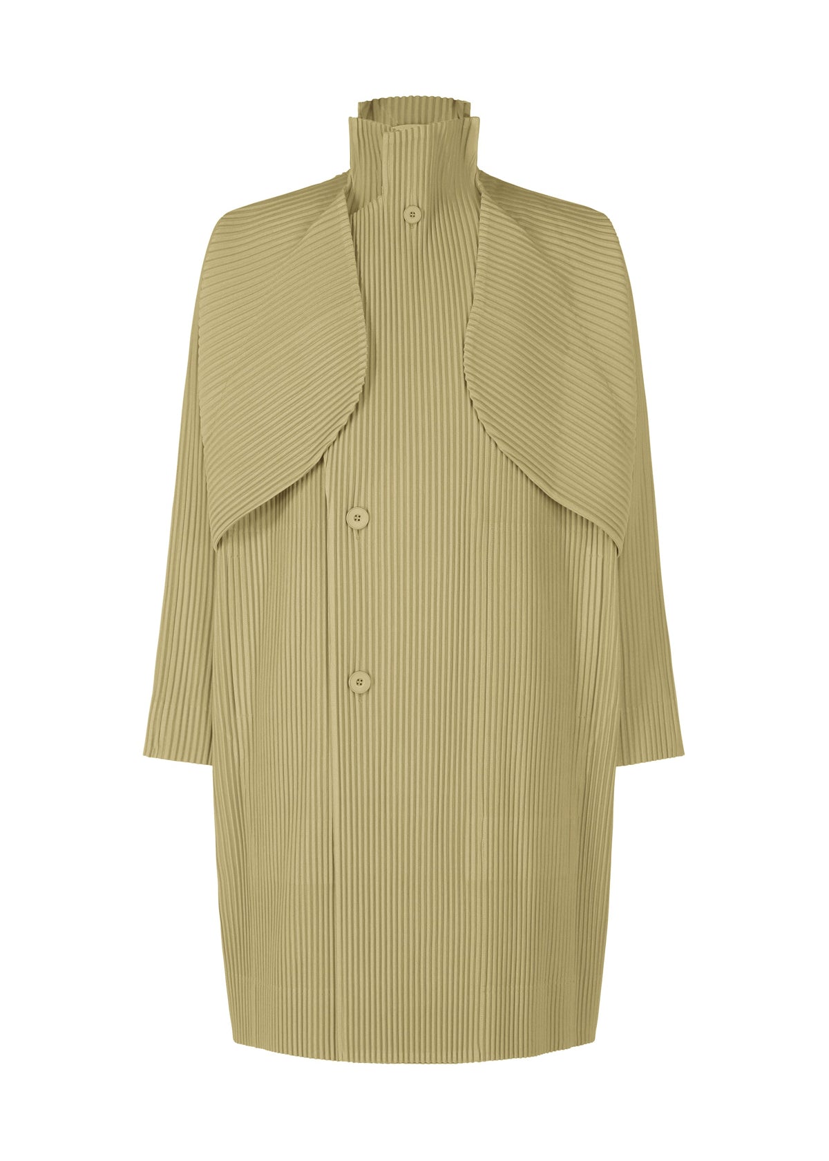 A product shot of the HOMME PLISSÉ ISSEY MIYAKE COVER AND FOLD clothing in cinque terre rock green grey (68).