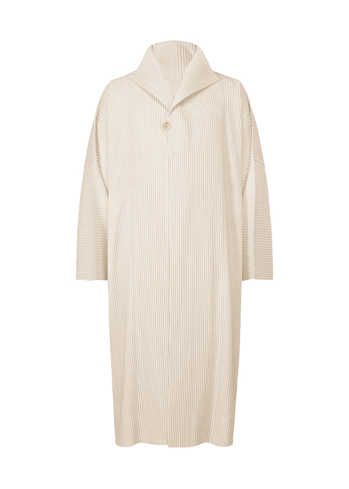 A product shot of the HOMME PLISSÉ ISSEY MIYAKE WEAR OR WRAP coat in duomo beige (42).