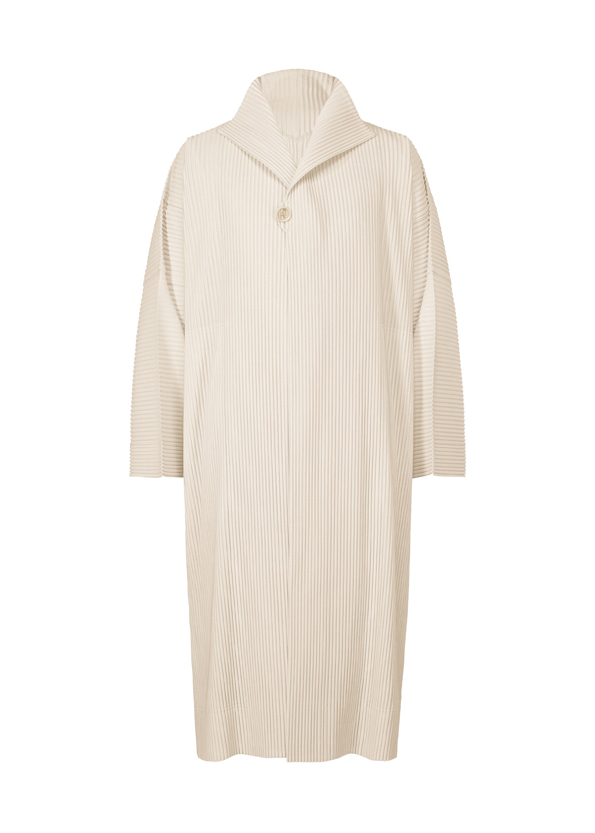 A product shot of the HOMME PLISSÉ ISSEY MIYAKE WEAR OR WRAP coat in duomo beige (42).