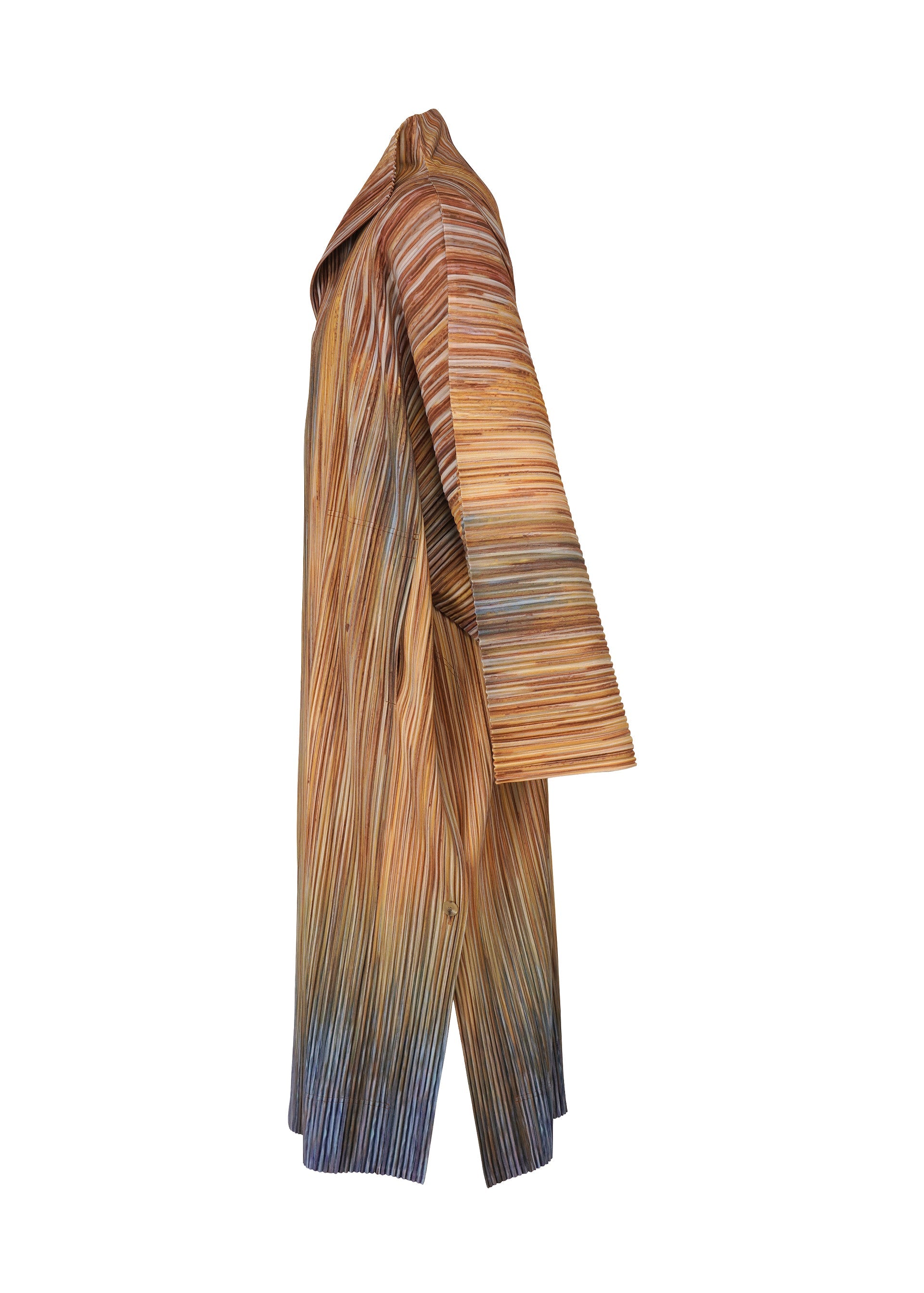 A detail shot of the HOMME PLISSÉ ISSEY MIYAKE PAINT BRUSH CLOSE UP coat.