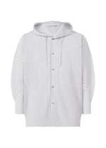 A product shot of the HOMME PLISSÉ ISSEY MIYAKE MONTHLY COLORS FEBRUARY jacket in manarola blue grey (71).
