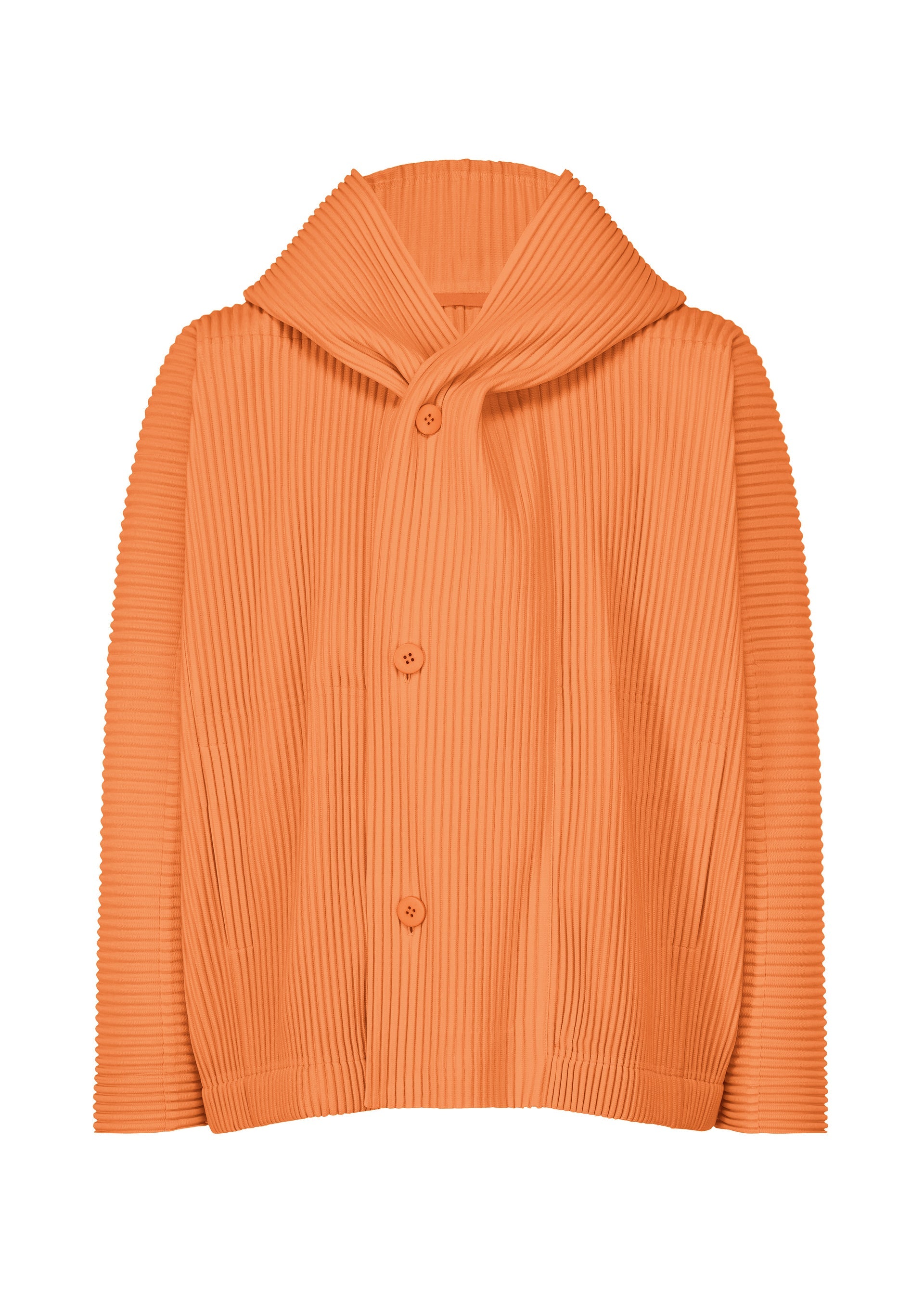 A product shot of the HOMME PLISSÉ ISSEY MIYAKE MONTHLY COLORS MARCH jacket in manarola brick brown (47).