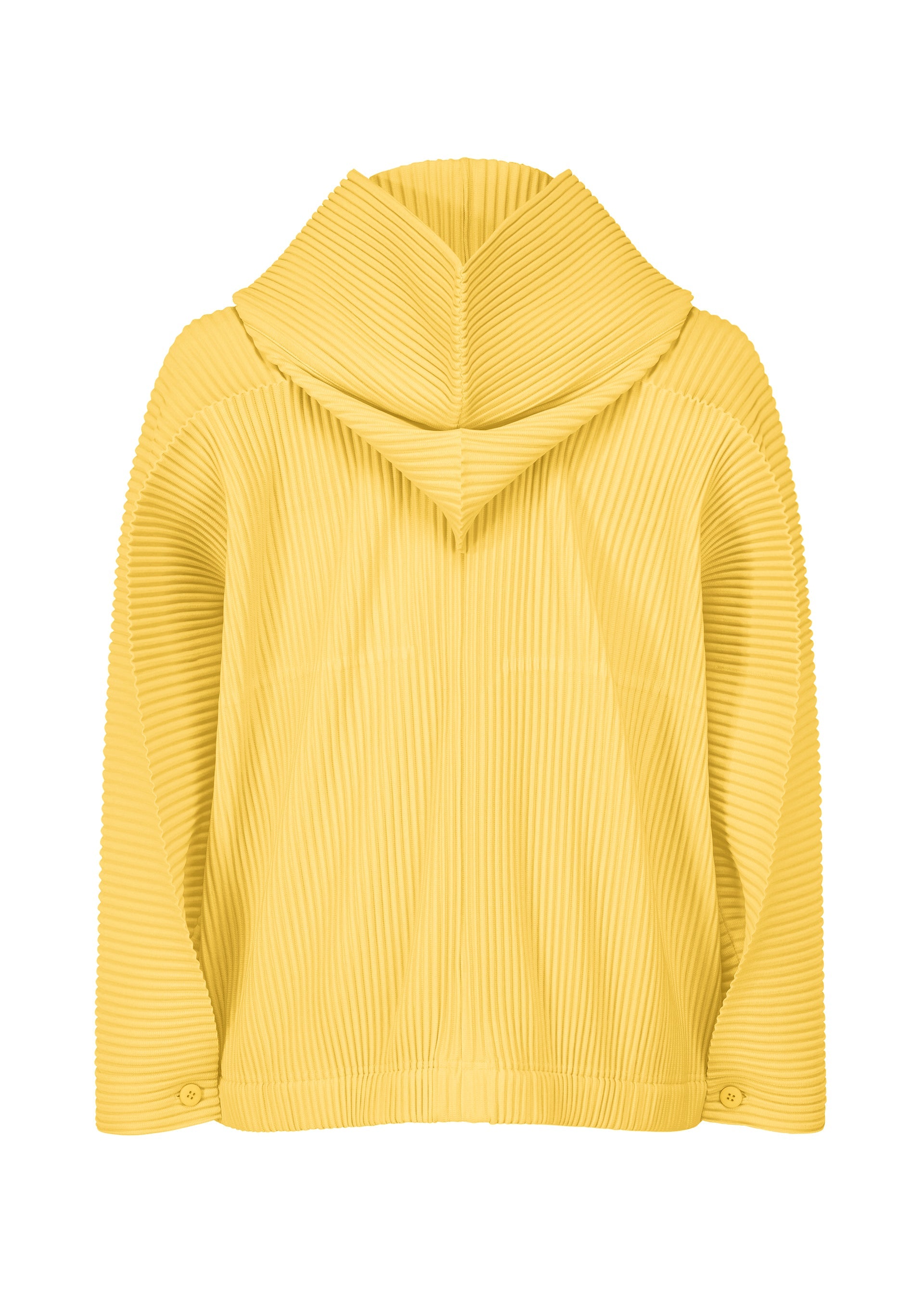 A detail shot of the HOMME PLISSÉ ISSEY MIYAKE MONTHLY COLORS MARCH jacket.