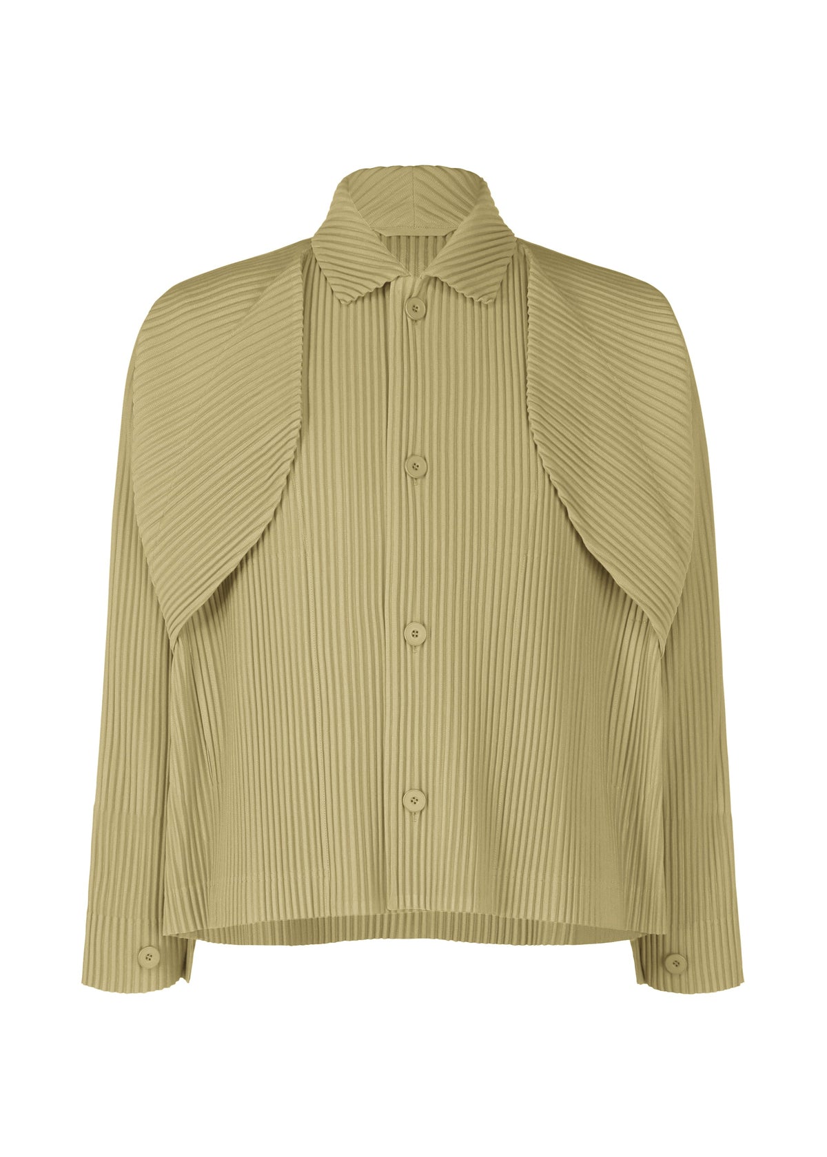 A product shot of the HOMME PLISSÉ ISSEY MIYAKE COVER AND FOLD clothing in cinque terre rock green grey (68).