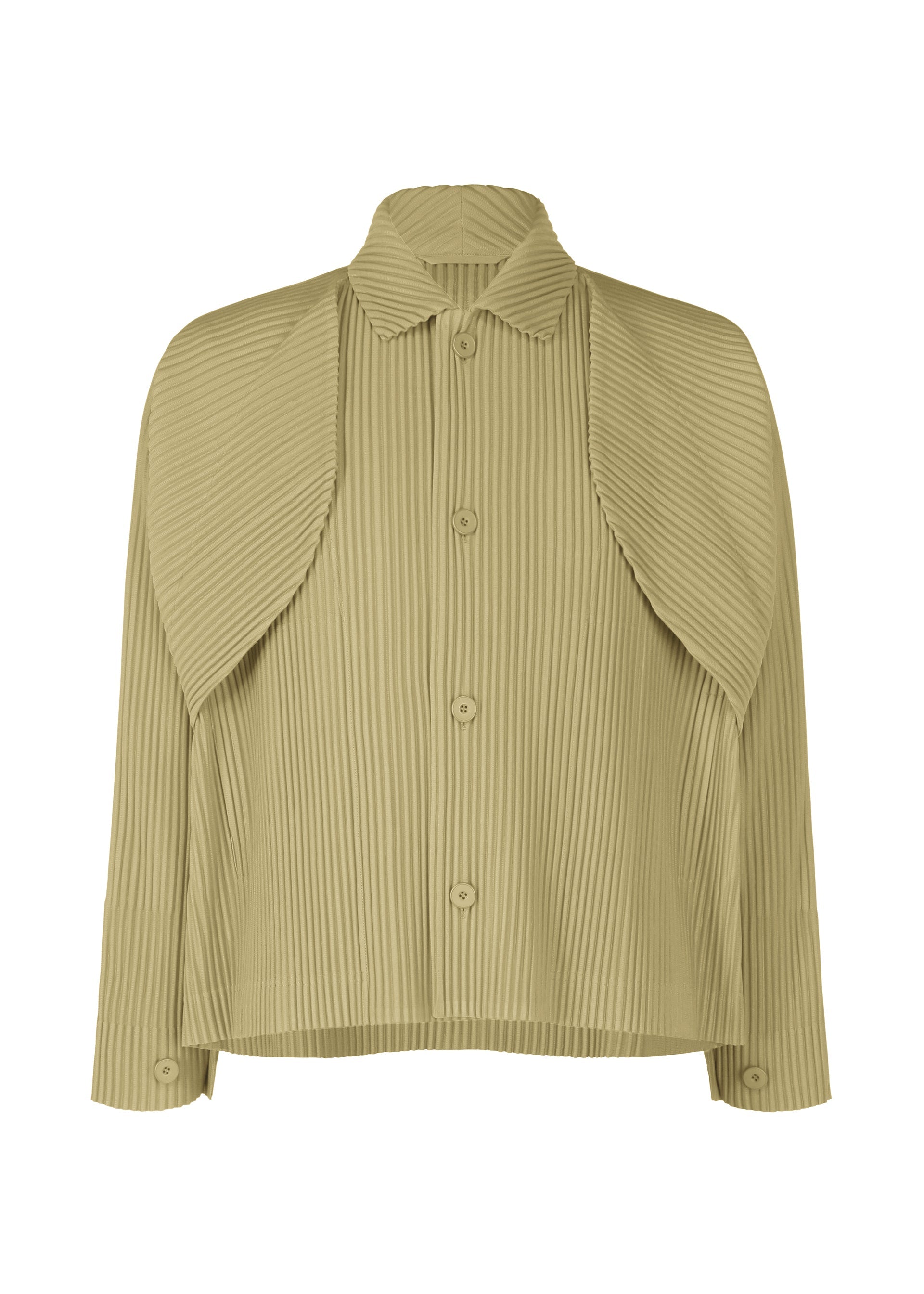 A product shot of the HOMME PLISSÉ ISSEY MIYAKE COVER AND FOLD clothing in cinque terre rock green grey (68).