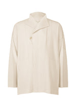 A product shot of the HOMME PLISSÉ ISSEY MIYAKE WEAR OR WRAP jacket in duomo beige (42).