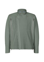A product shot of the HOMME PLISSÉ ISSEY MIYAKE MULTI-FASTENED jacket in lucca storico blue.