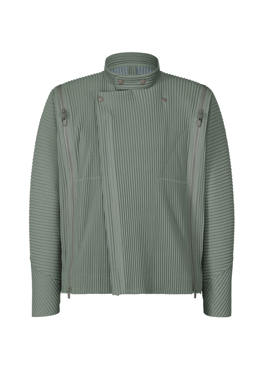 A product shot of the HOMME PLISSÉ ISSEY MIYAKE MULTI-FASTENED jacket in lucca storico blue.
