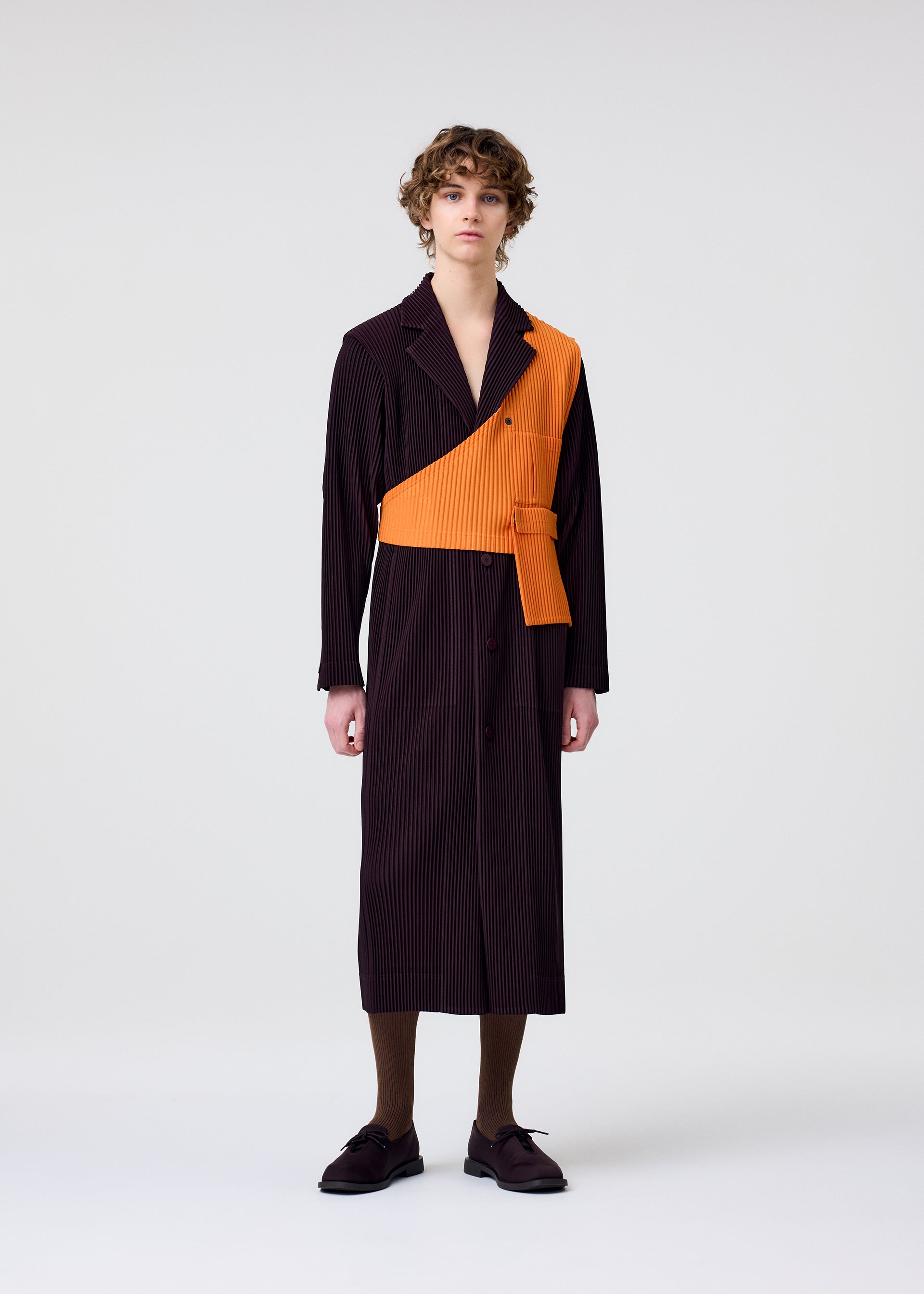 TAILORED PLEATS 2 Tailored Long Jacket Aubergine Black – The