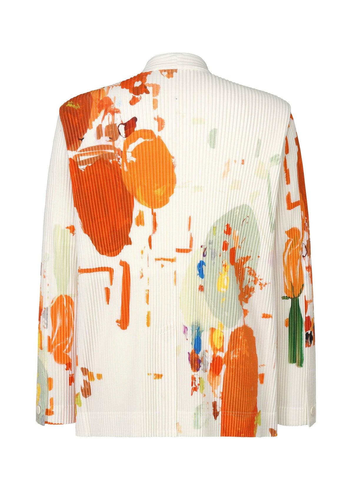 A detail shot of the HOMME PLISSÉ ISSEY MIYAKE PALETTE jacket.