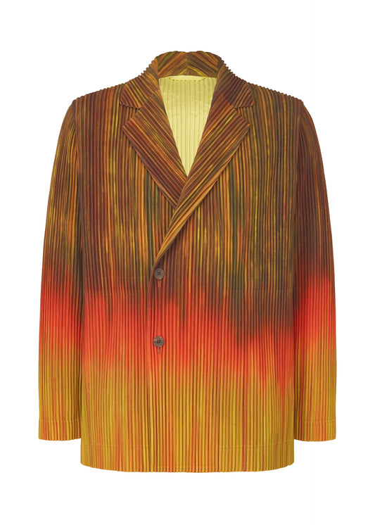 A product shot of the HOMME PLISSÉ ISSEY MIYAKE PAINT BRUSH CLOSE UP jacket in orange (32).