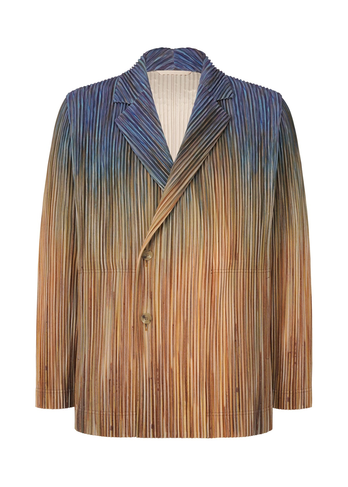 A product shot of the HOMME PLISSÉ ISSEY MIYAKE PAINT BRUSH CLOSE UP jacket in brown (44).