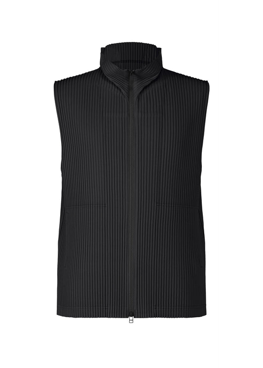 A product shot of the HOMME PLISSÉ ISSEY MIYAKE MONTHLY COLORS APRIL vest in black (15).