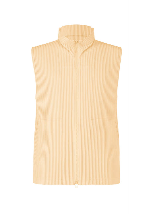 A product shot of the HOMME PLISSÉ ISSEY MIYAKE MONTHLY COLORS APRIL vest in pizza dough beige (43).