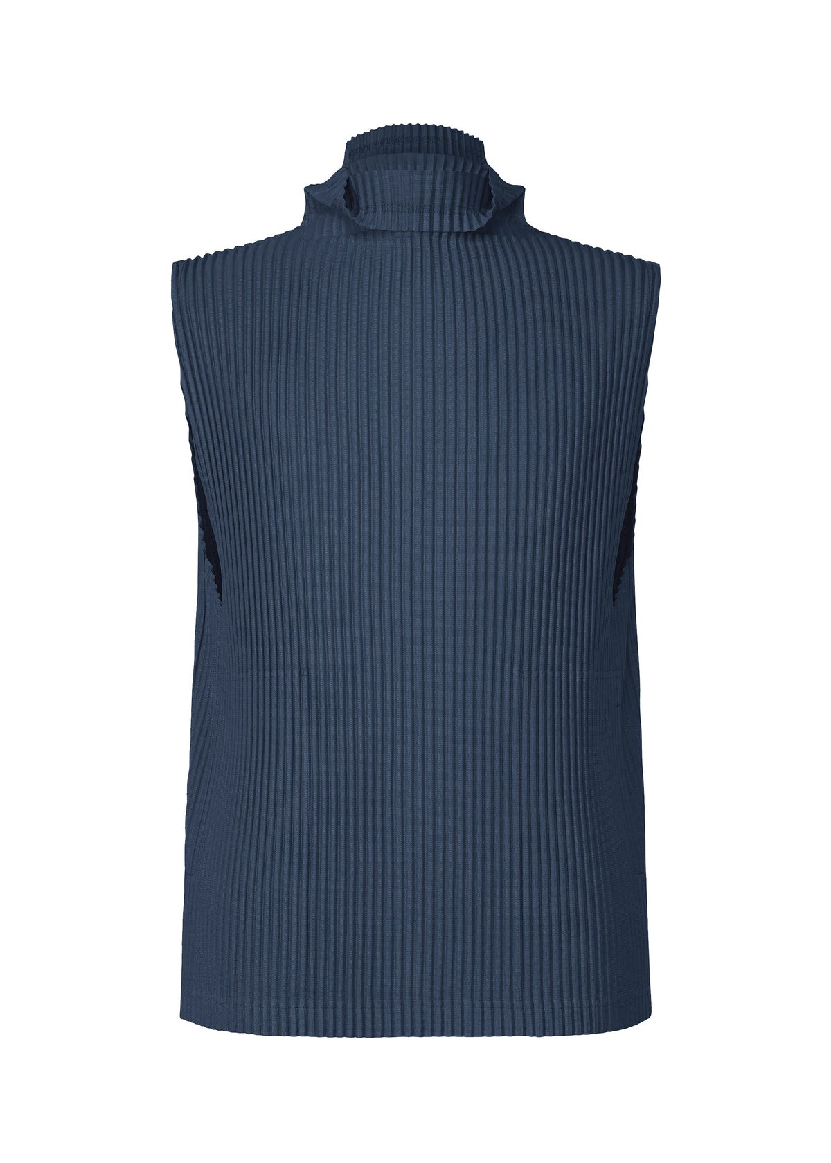 A product shot of the HOMME PLISSÉ ISSEY MIYAKE TAILORED PLEATS 1 vest in manarola boat navy (76).