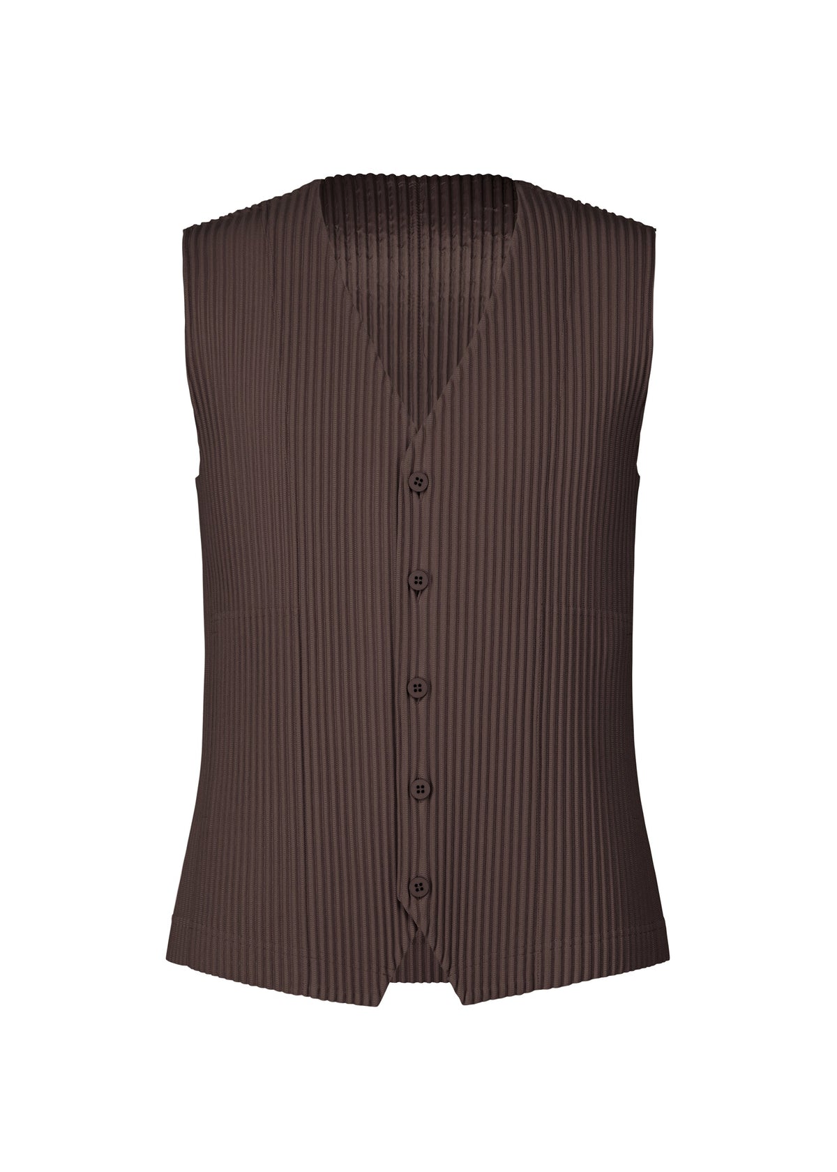 A product shot of the HOMME PLISSÉ ISSEY MIYAKE TAILORED PLEATS 2 vest in aubergine black (18).