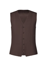 A product shot of the HOMME PLISSÉ ISSEY MIYAKE TAILORED PLEATS 2 vest in aubergine black (18).
