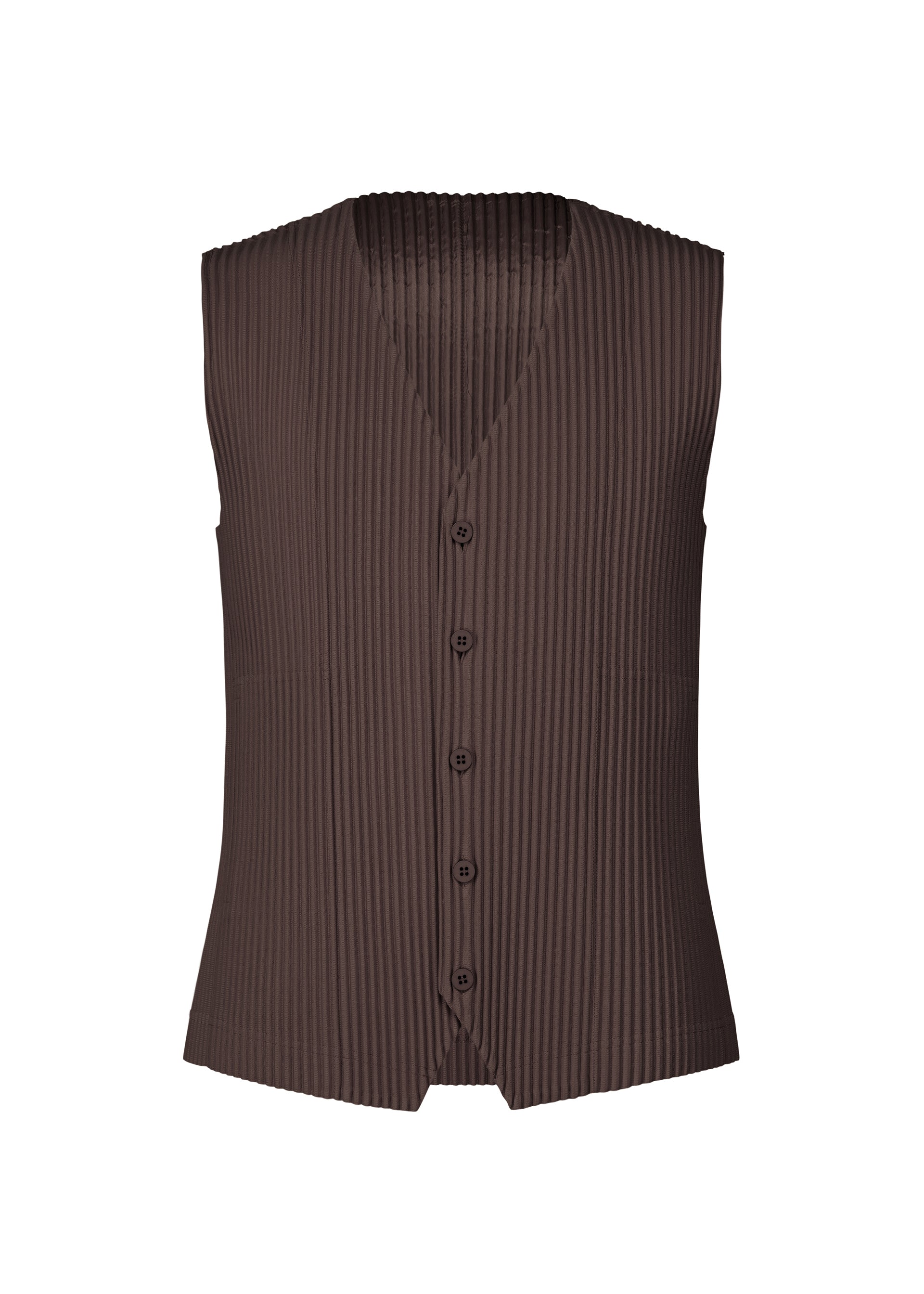 A product shot of the HOMME PLISSÉ ISSEY MIYAKE TAILORED PLEATS 2 vest in aubergine black (18).